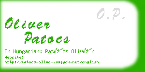 oliver patocs business card